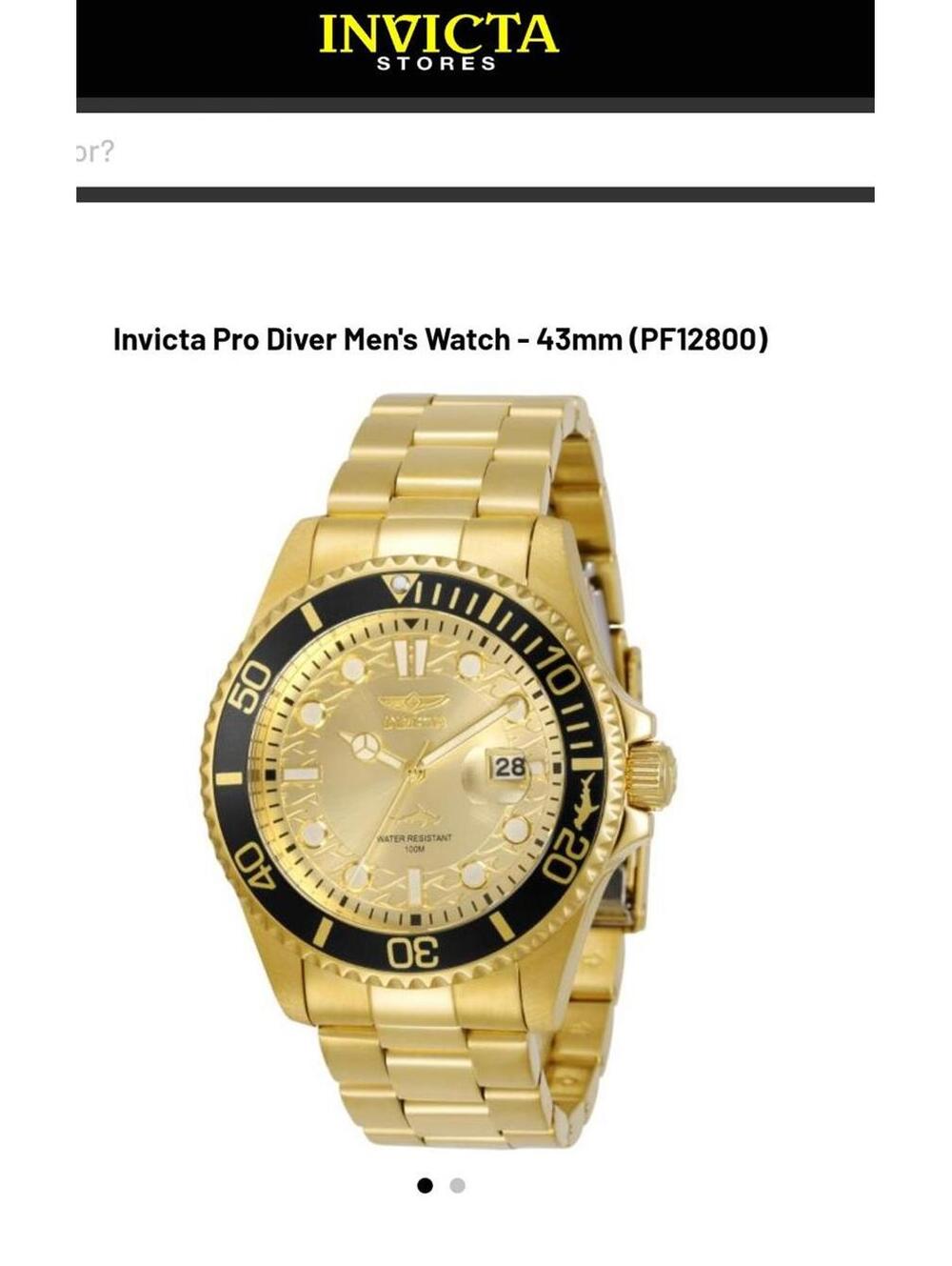 Invitica Watch Mens Gold  with Black Bevel  Classy Looking Watch Model MPW 0343